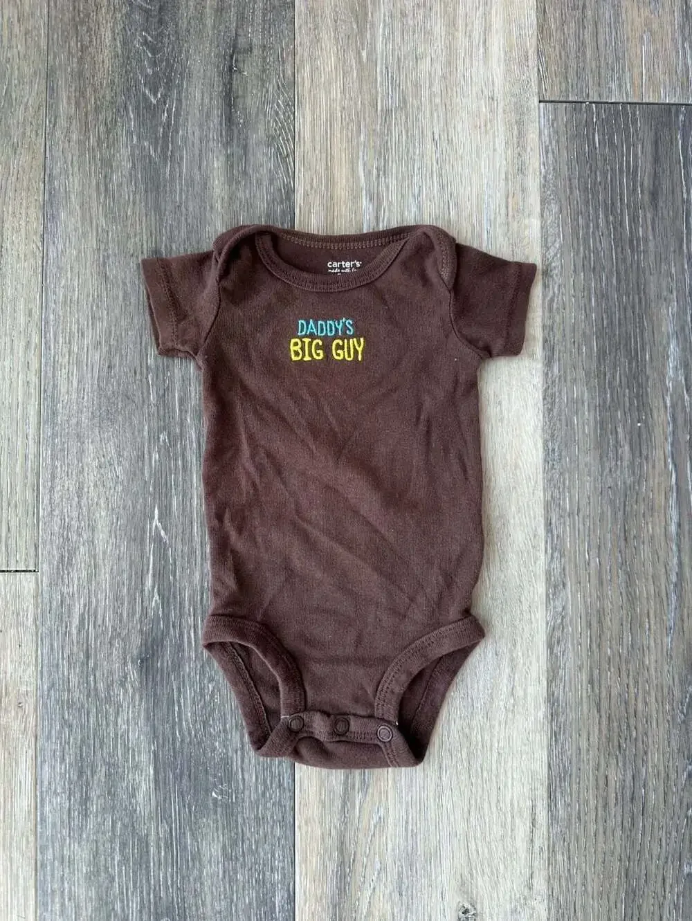 Carter's Baby Boys Brown Daddy's Big Guy Embroidered Bodysuit Onesie Newborn